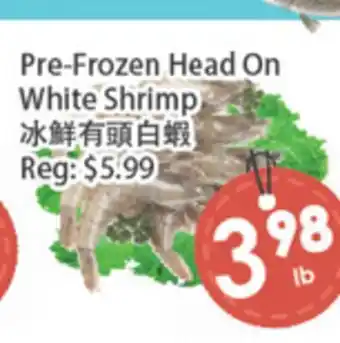 Fresh Palace Supermarket Pre-Frozen Head On White Shrimp offer