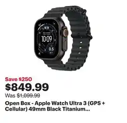 Best Buy Open Box - Apple Watch Ultra 3 (GPS + Cellular) 49mm Black Titanium Case with Black Ocean Band offer