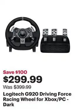 Best Buy Logitech G920 Driving Force Racing Wheel for Xbox/PC - Dark offer