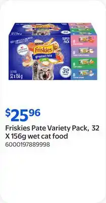 Walmart Friskies Pate Variety Pack, 32 X 156g wet cat food offer