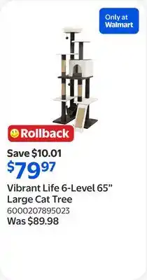 Walmart Vibrant Life 6-Level 65 Large Cat Tree offer