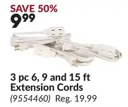 Princess Auto 3 pc 6, 9 and 15 ft Extension Cords offer