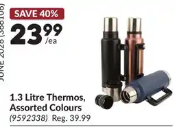 Princess Auto 1.3 Litre Thermos, Assorted Colours offer
