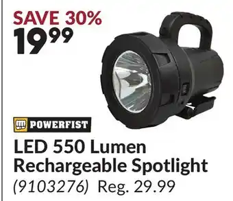 Princess Auto LED 550 Lumen Rechargeable Spotlight offer