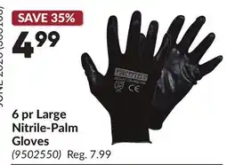 Princess Auto 6 pr Large Nitrile-Palm Gloves offer