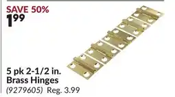 Princess Auto 5 pk 2-1/2 in. Brass Hinges offer