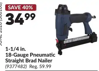 Princess Auto 1-1/4 in. 18-Gauge Pneumatic Straight Brad Nailer offer