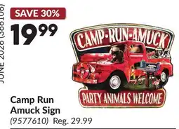 Princess Auto Camp Run Amuck Sign offer