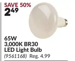 Princess Auto 65W 3,000K BR30 LED Light Bulb offer