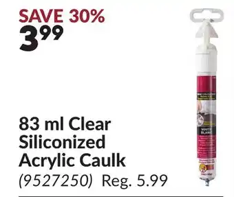 Princess Auto 83 ml Clear Siliconized Acrylic Caulk offer