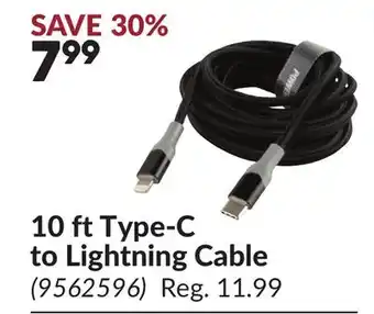 Princess Auto 10 ft Type-C to Lightning Cable offer