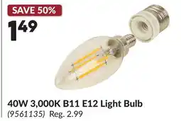 Princess Auto 40W 3,000K B11 E12 Light Bulb offer