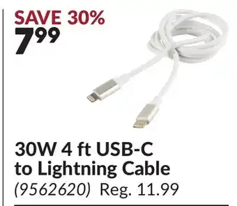 Princess Auto 30W 4 ft USB-C to Lightning Cable offer