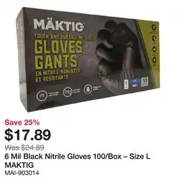 Bumper to Bumper 6 Mil Black Nitrile Gloves 100/Box – Size L offer