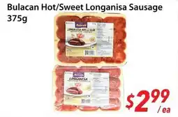 Bestco Food Mart Bulacan Hot/Sweet Longanisa Sausage offer