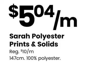 Fabricland Sarah Polyester Prints & Solids offer