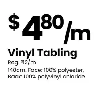 Fabricland Vinyl Tabling offer