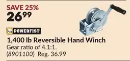 Princess Auto 1,400 lb Reversible Hand Winch offer