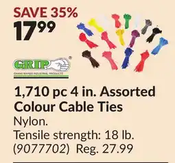 Princess Auto 1,710 pc 4 in. Assorted Colour Cable Ties offer