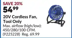 Princess Auto 20V Cordless Fan, Tool Only offer