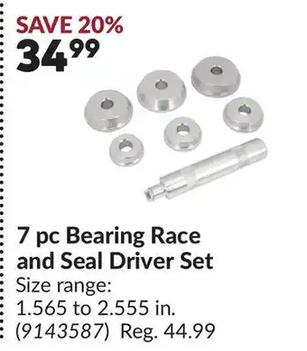 Princess Auto 7 pc Bearing Race and Seal Driver Set offer