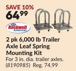 Princess Auto 2 pk 6,000 lb Trailer Axle Leaf Spring Mounting Kit offer