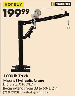 Princess Auto 1,000 lb Truck Mount Hydraulic Crane offer