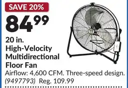 Princess Auto 20 in. High-Velocity Multidirectional Floor Fan offer