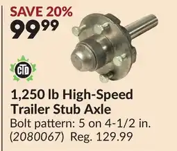 Princess Auto 1,250 lb High-Speed Trailer Stub Axle offer