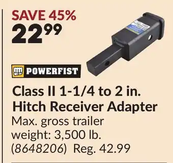 Princess Auto Class II 1-1/4 to 2 in. Hitch Receiver Adapter offer