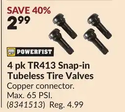 Princess Auto 4 pk TR413 Snap-in Tubeless Tire Valves offer