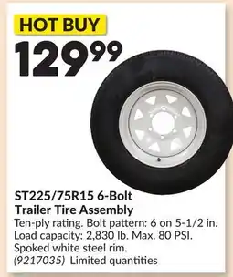 Princess Auto ST225/75R15 6-Bolt Trailer Tire Assembly offer