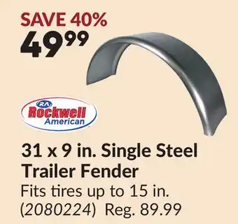 Princess Auto 31 x 9 in. Single Steel Trailer Fender offer