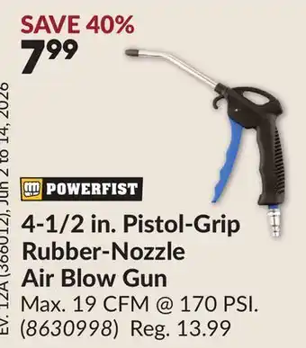 Princess Auto 4-1/2 in. Pistol-Grip Rubber-Nozzle Air Blow Gun offer