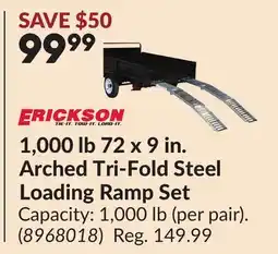 Princess Auto ERICKSON 1,000 lb 72 x 9 in. Arched Tri-Fold Steel Loading Ramp Set offer