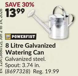 Princess Auto 8 Litre Galvanized Watering Can offer