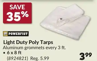 Princess Auto Light Duty Poly Tarps offer