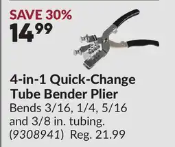 Princess Auto 4-in-1 Quick-Change Tube Bender Plier offer