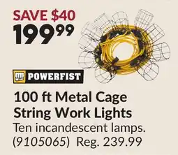Princess Auto 100 ft Metal Cage String Work Lights offer