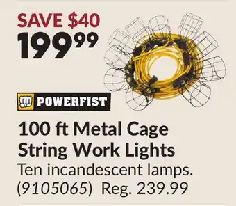 Princess Auto 100 ft Metal Cage String Work Lights offer
