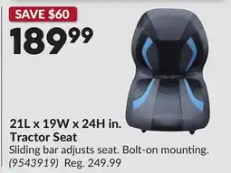 Princess Auto 21L x 19W x 24H in. Tractor Seat offer