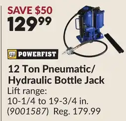 Princess Auto 12 Ton Pneumatic/Hydraulic Bottle Jack offer