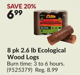 Princess Auto 8 pk 2.6 lb Ecological Wood Logs offer