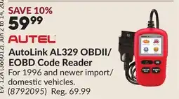 Princess Auto AutoLink AL329 OBDII EOBD Code Reader offer