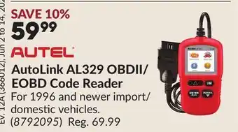 Princess Auto AutoLink AL329 OBDII EOBD Code Reader offer