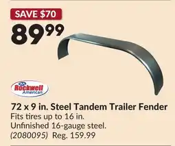 Princess Auto 72 x 9 in. Steel Tandem Trailer Fender offer