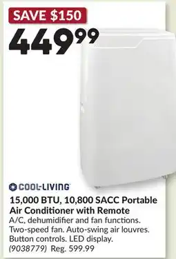 Princess Auto 15,000 BTU, 10,800 SACC Portable Air Conditioner with Remote offer