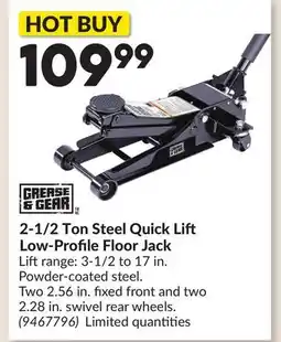 Princess Auto 2-1/2 Ton Steel Quick Lift Low-Profile Floor Jack offer