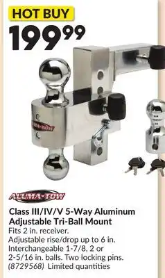 Princess Auto Class III/IV/V 5-Way Aluminum Adjustable Tri-Ball Mount offer