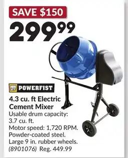 Princess Auto POWERFIST 4.3 cu. ft Electric Cement Mixer offer